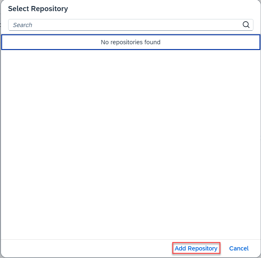 Select Repository popup