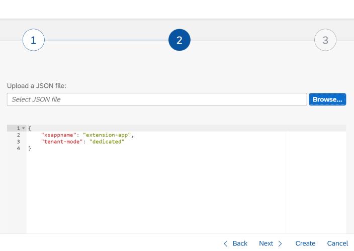 Upload xsuaa.json file