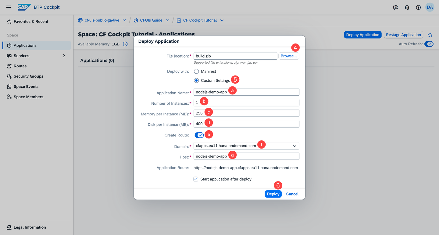 Deploying an Application with Custom Settings