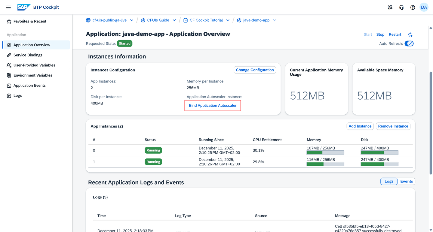Choose Bind Application Autoscaler