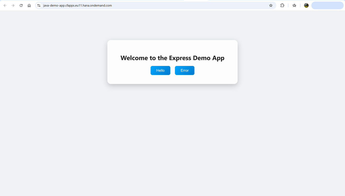 Sample App Home Screen