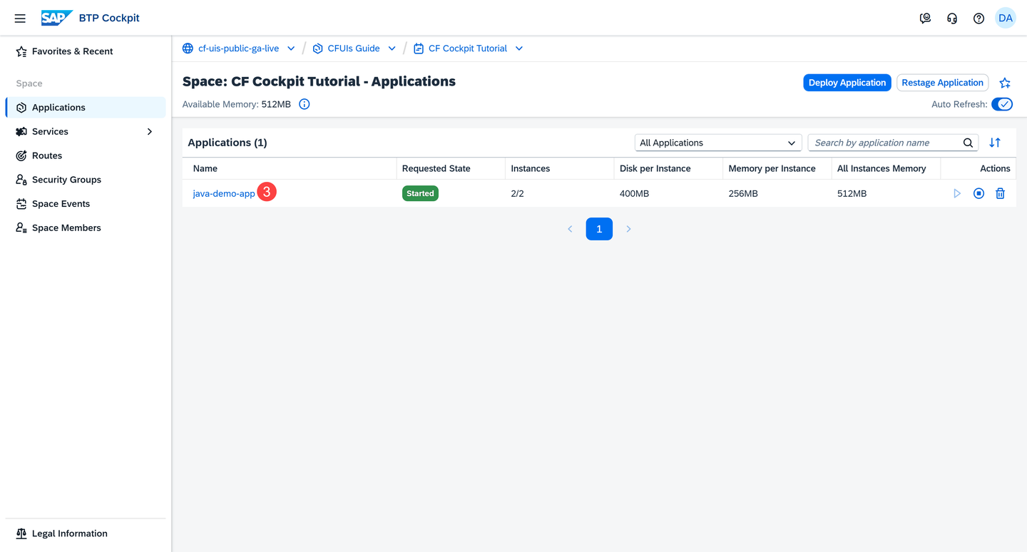 Go to Application Overview