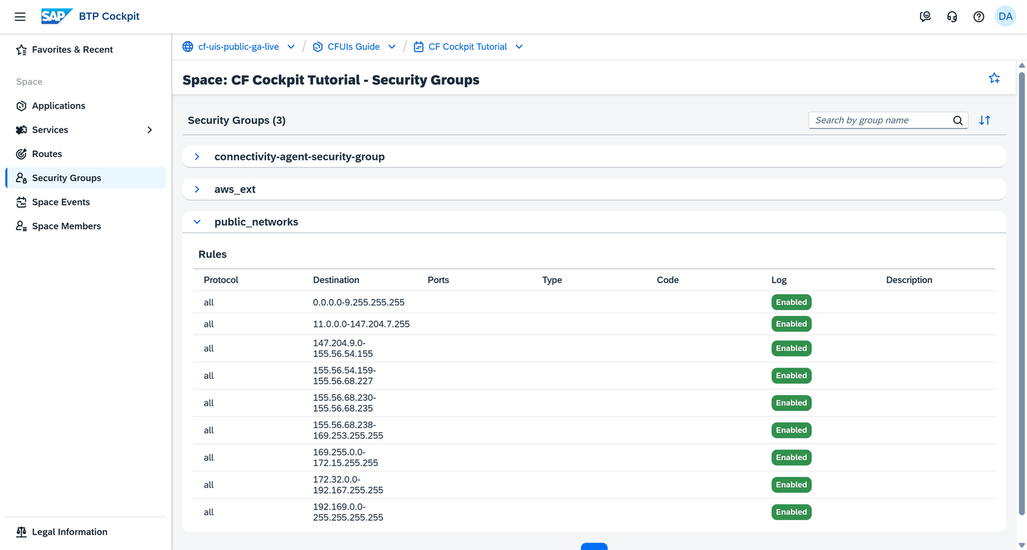 View Security Groups