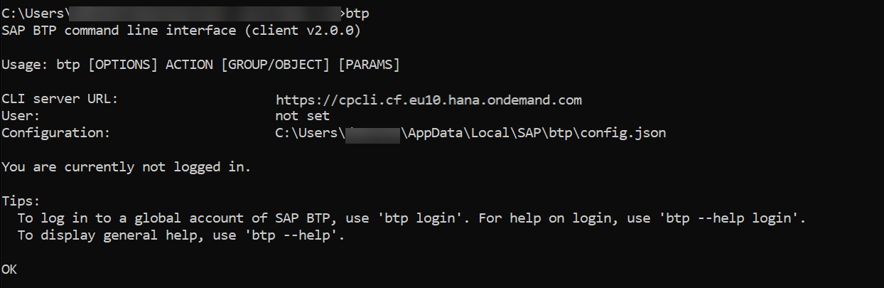 CLI info screen