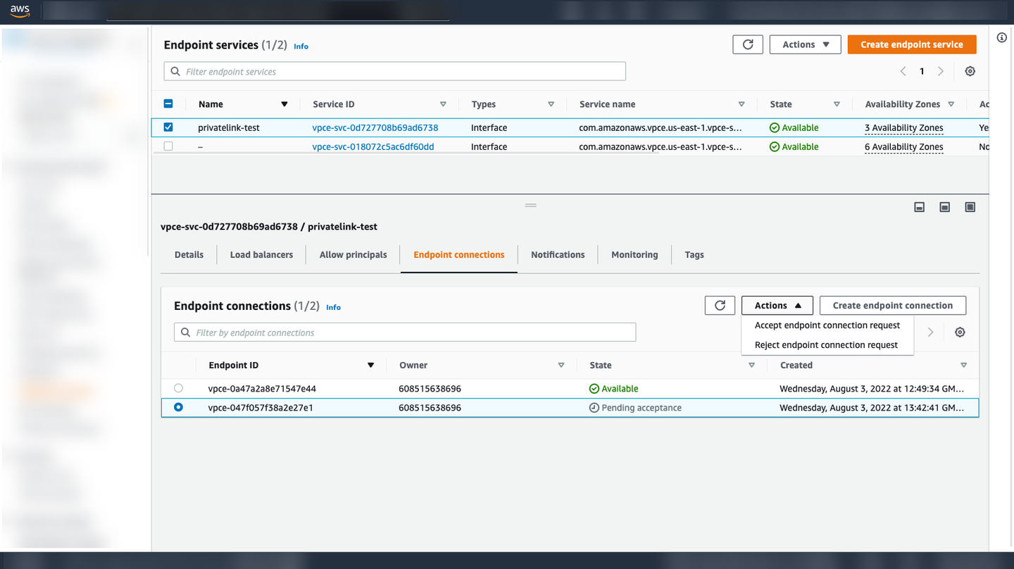 Accept endpoint connection