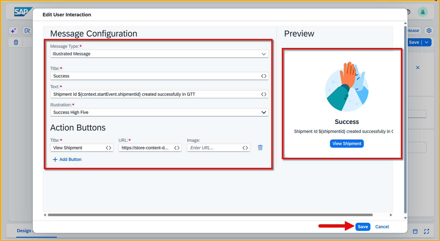 Configure message