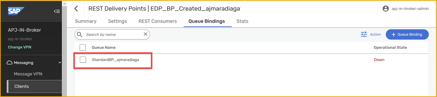 Open queue binding