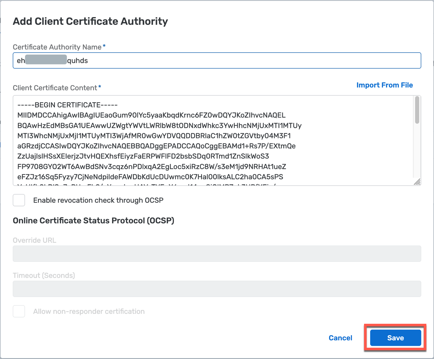 Add Client Certificate