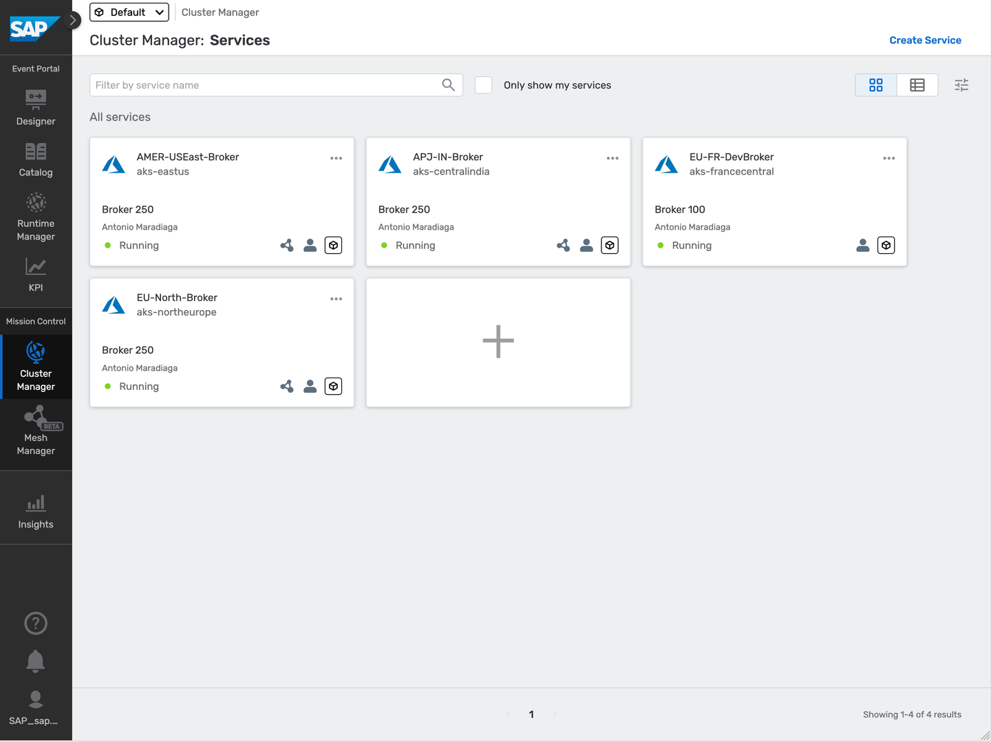 Cluster Manager - Show all services