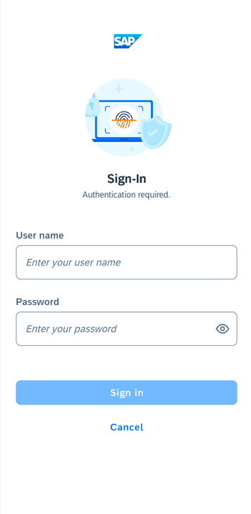 Authentication screen
