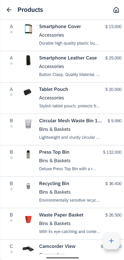 Nicely formatted product list