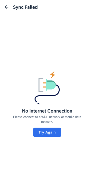 Offline network error screen