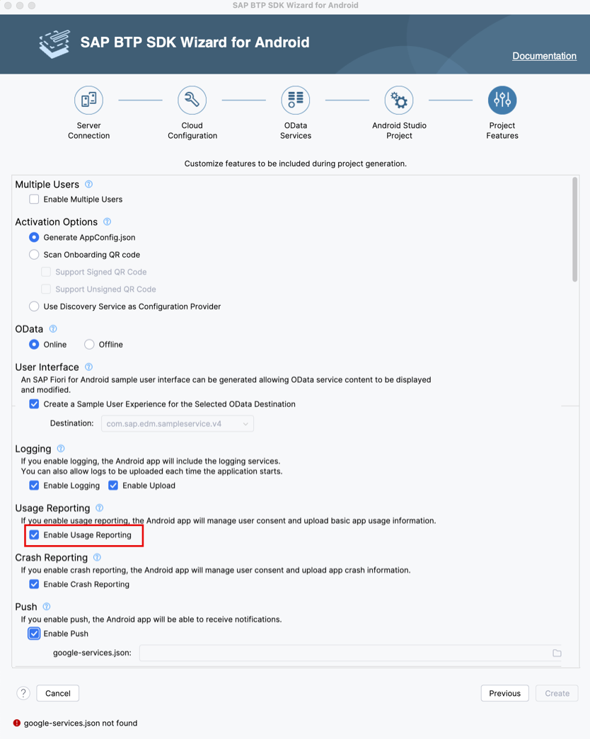 Enable Usage when Creating App