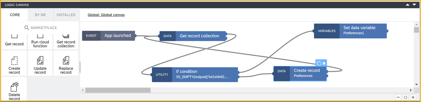 Connect loops on logic canvas