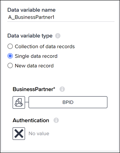 Configure single data record