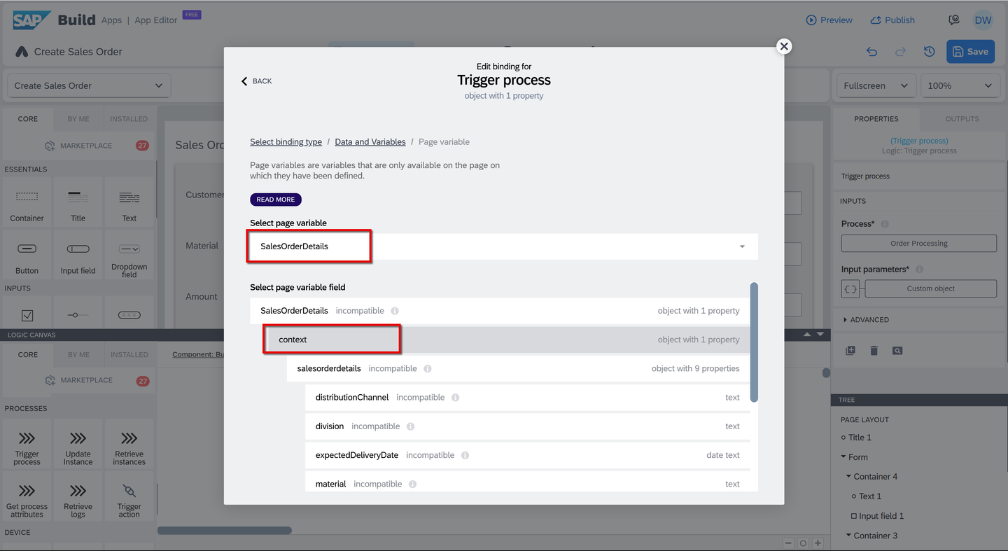 Select page variable