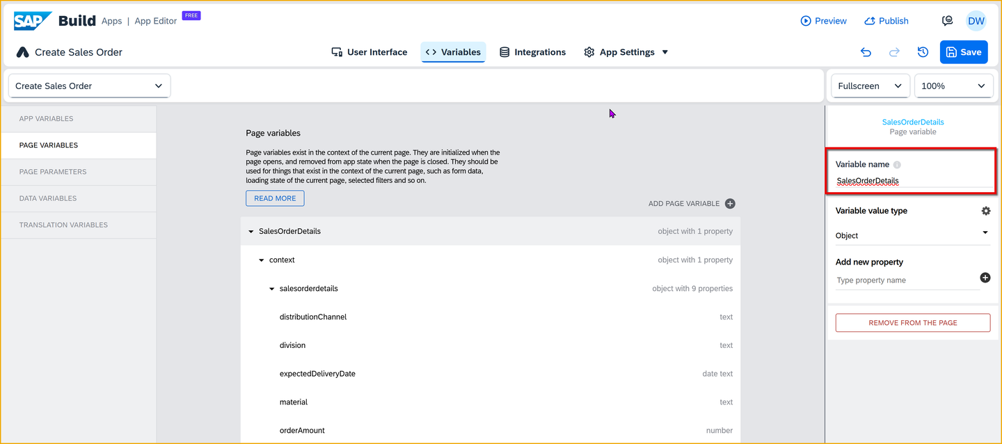Page variable