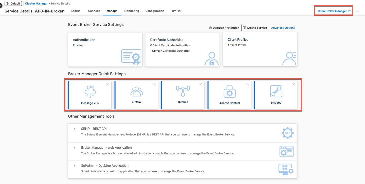 Event Broker - Manage