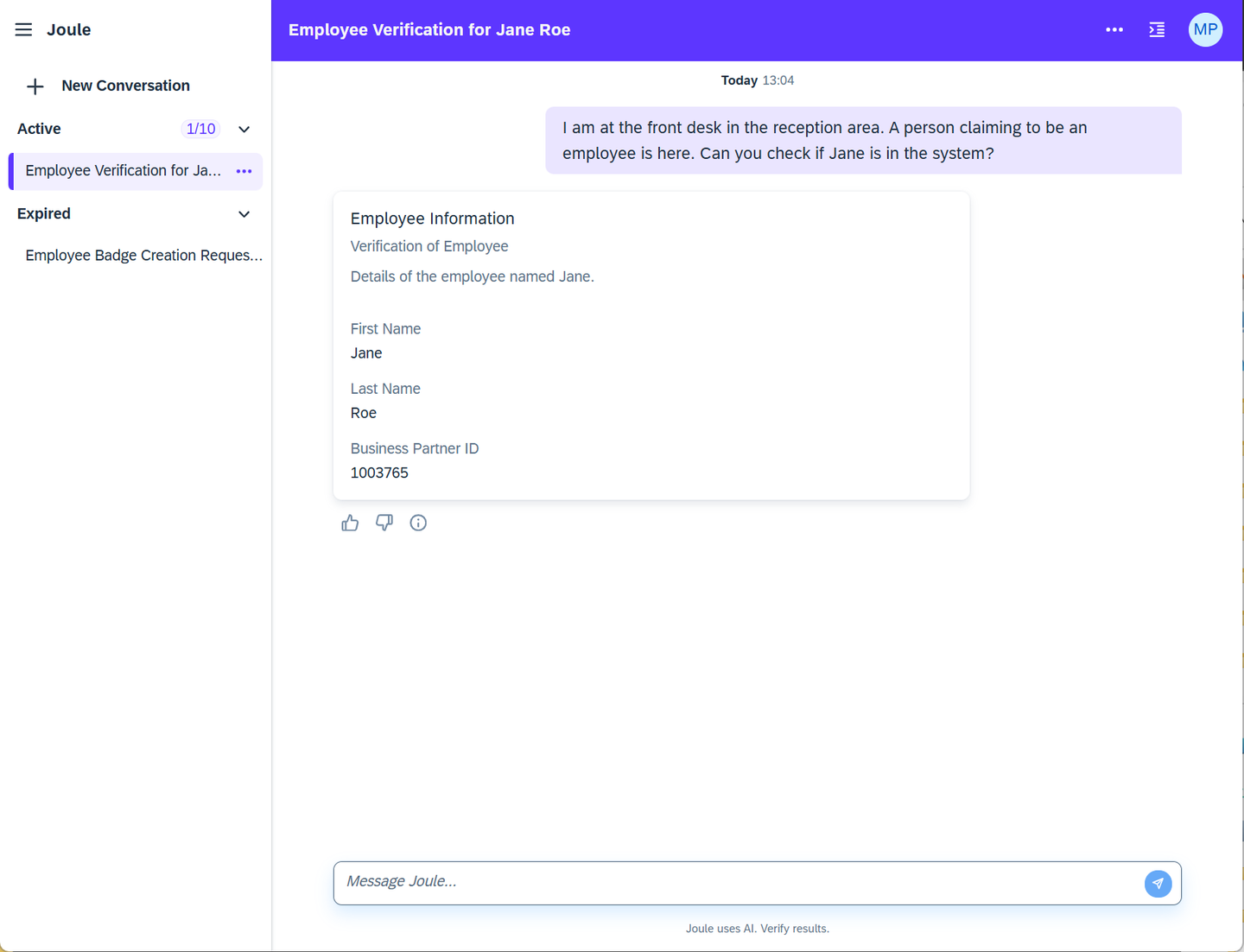 Joule conversation message