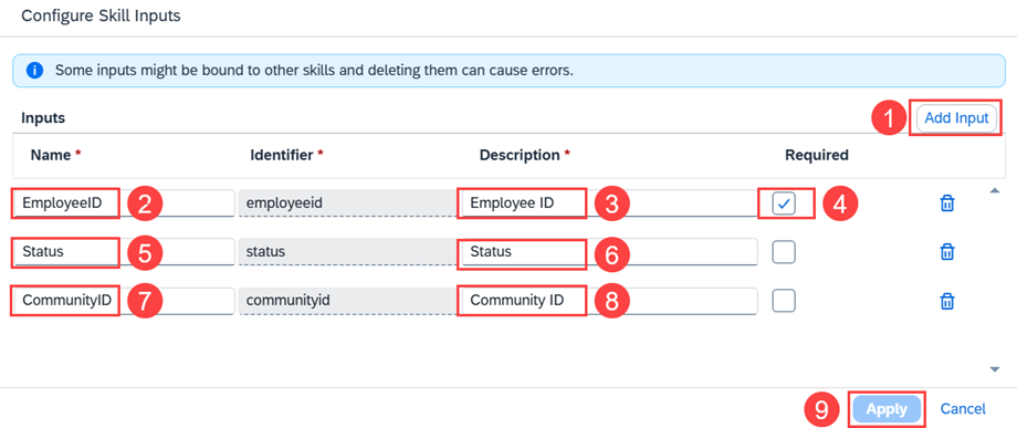 Configure inputs