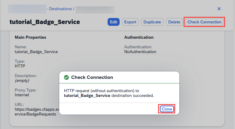 Check connection success