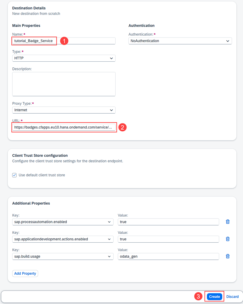 Badge service destination