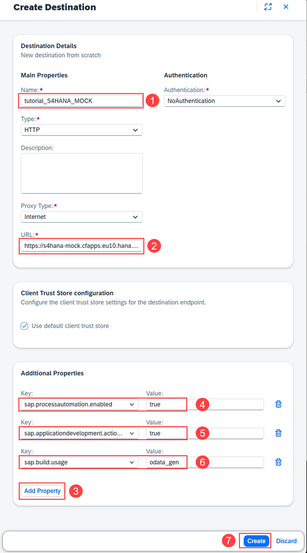 Create destination