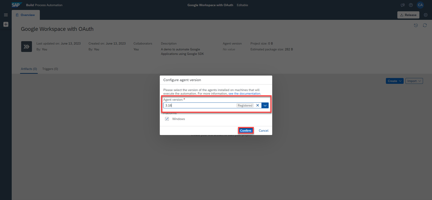 Configure Agent Version