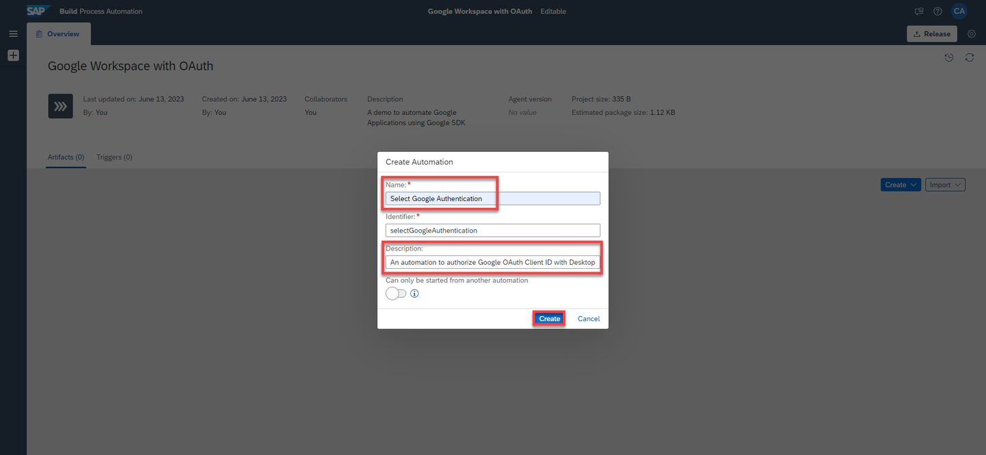 Create automation