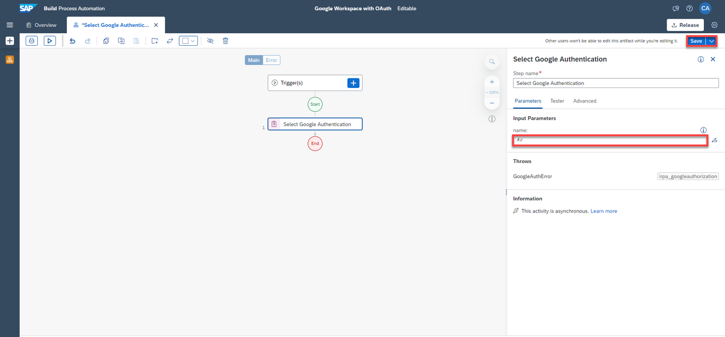 Select Google Authentication