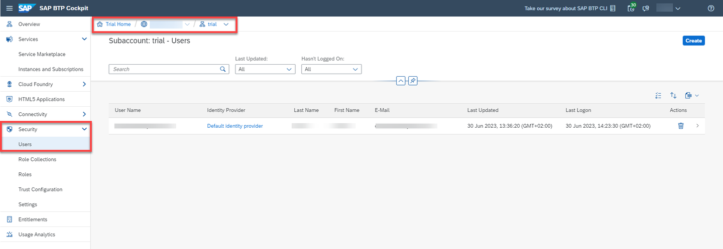navigate to Users