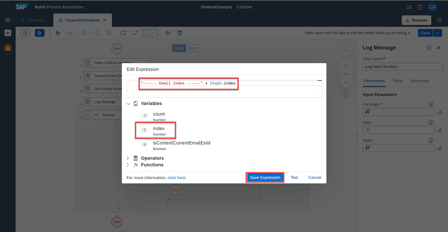 Add Custom Message to Log Loop Index