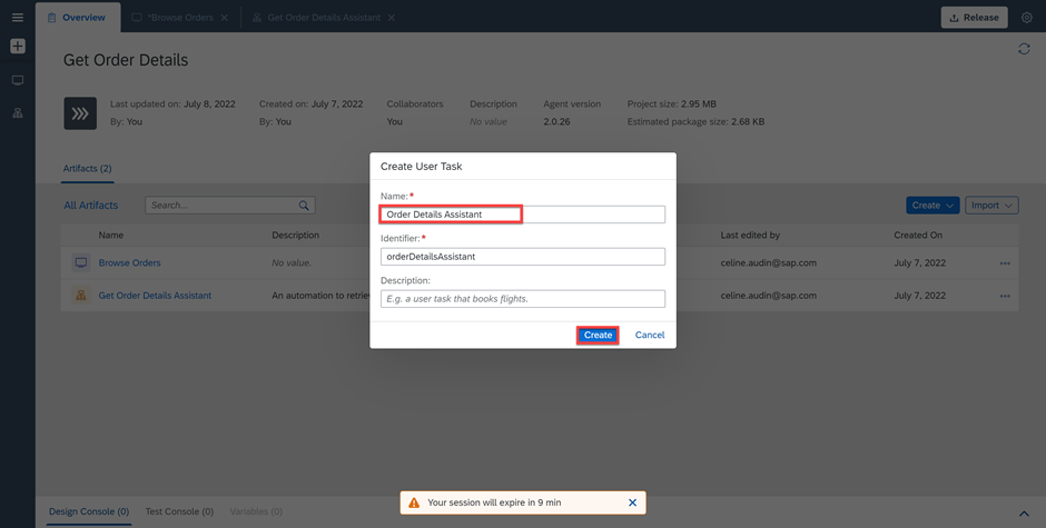 Create User Task