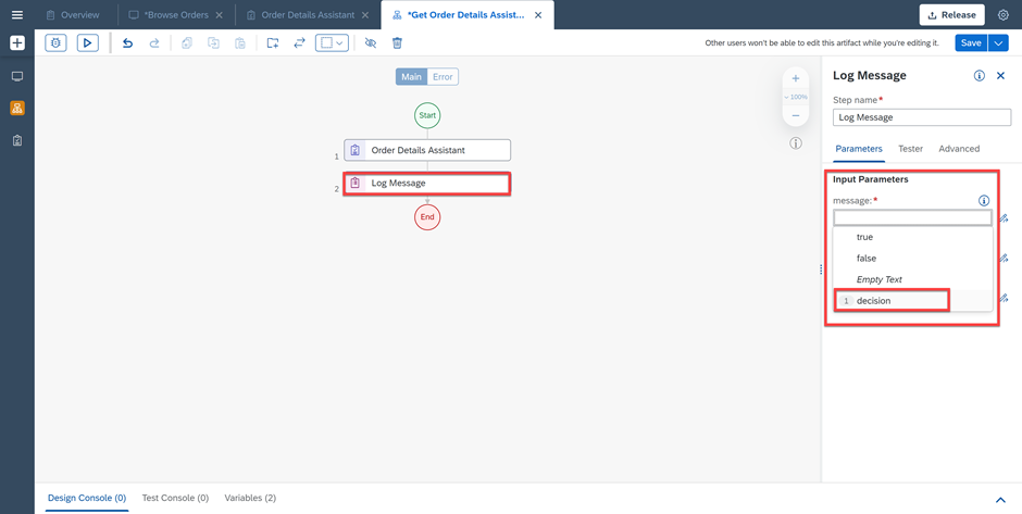 Automation Log Message