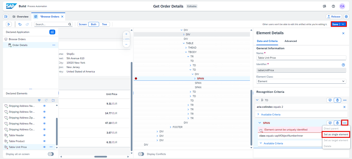 Declare Line Items Product
