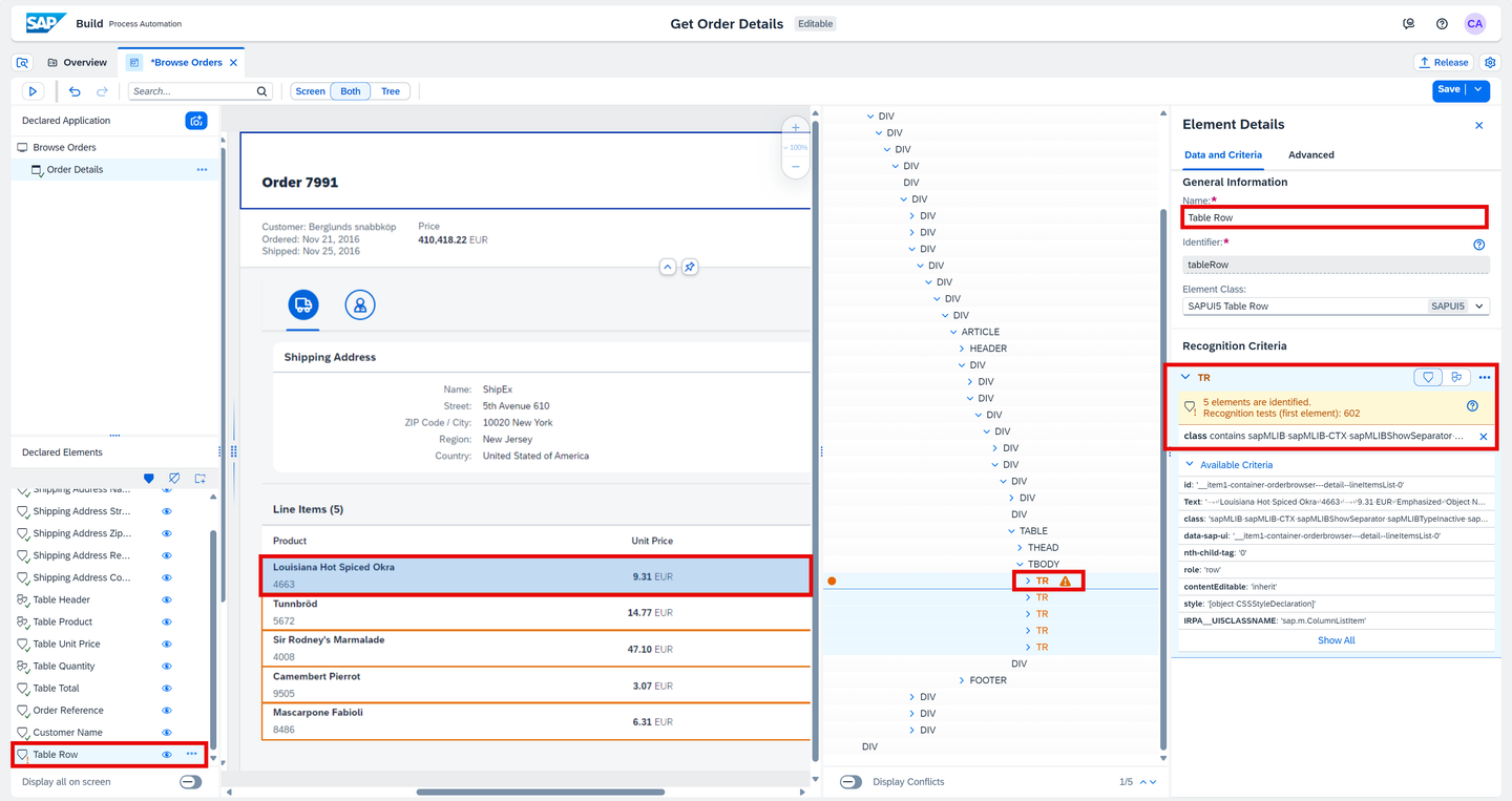 Declare Line Items Product