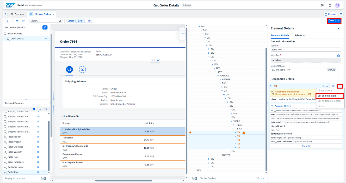 Declare Line Items Product