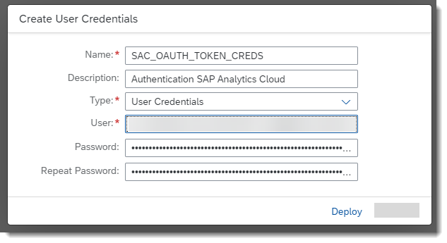 Filled User Credentials